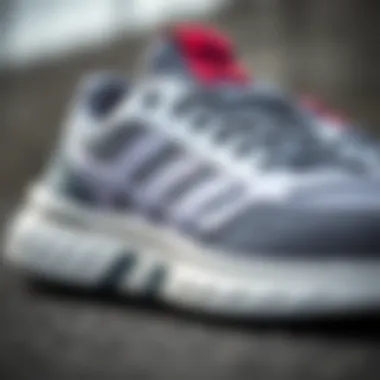 Close-up view of adidas Duramo SL sneakers showcasing design details