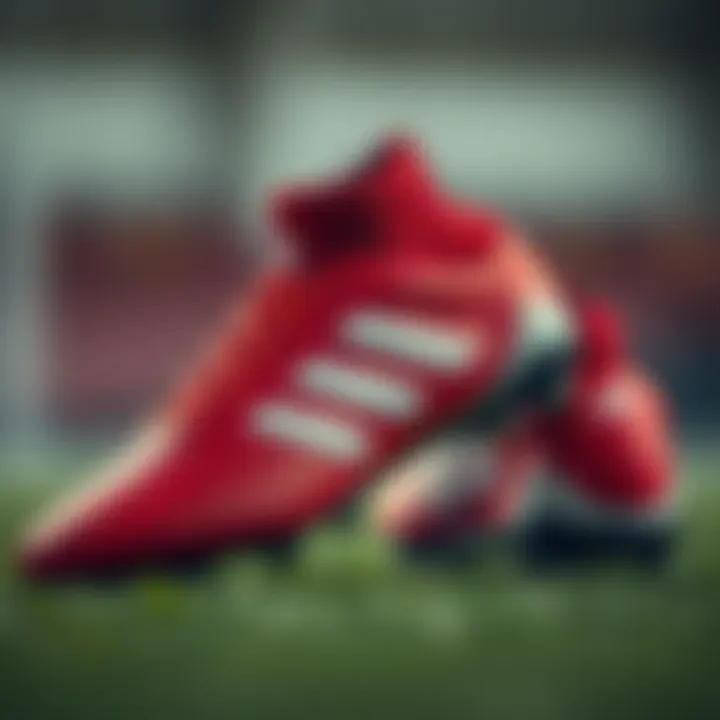 Close-up of Adidas football boots showcasing features