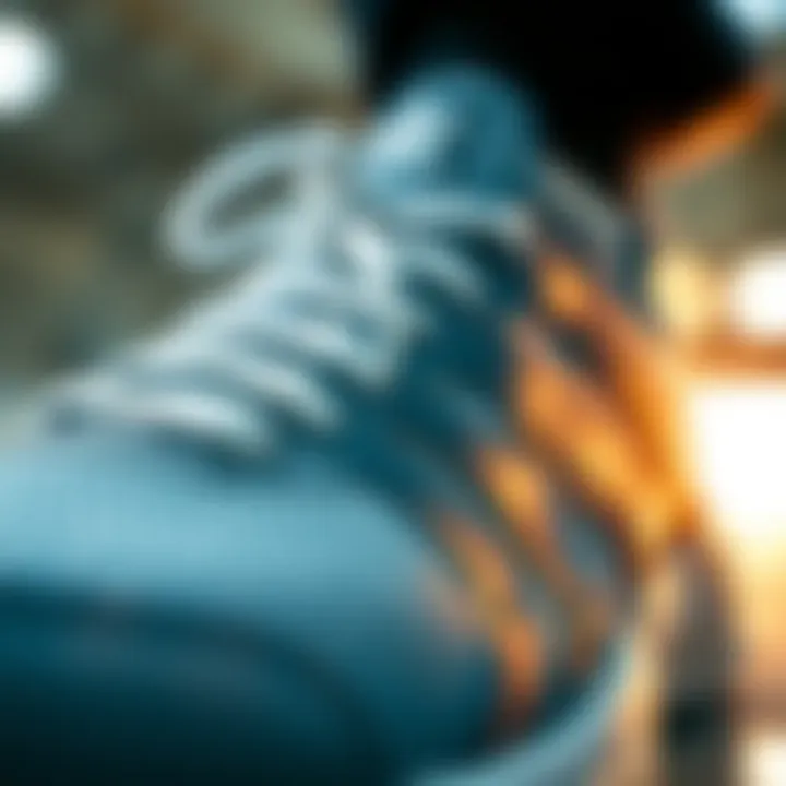 A close-up of materials used in the construction of high-end Adidas footwear