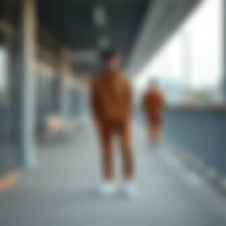 Versatile styling options with the brown tracksuit in various settings