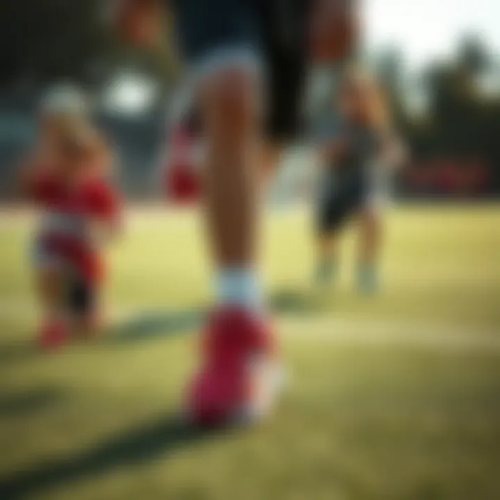 Children actively engaged in sports, wearing adidas shoes