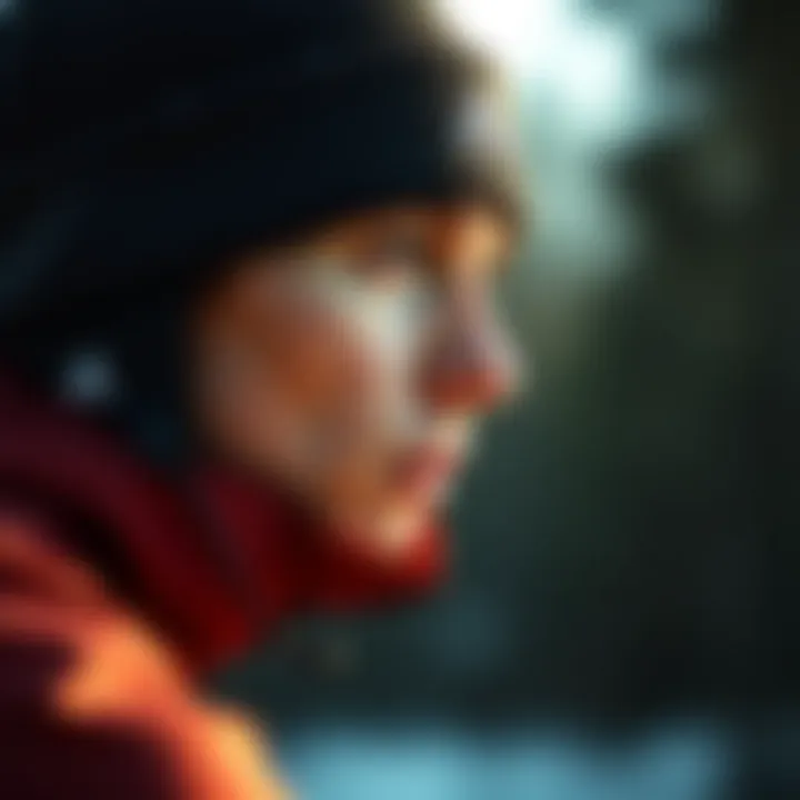 Athlete wearing Adidas winter cap during outdoor activity