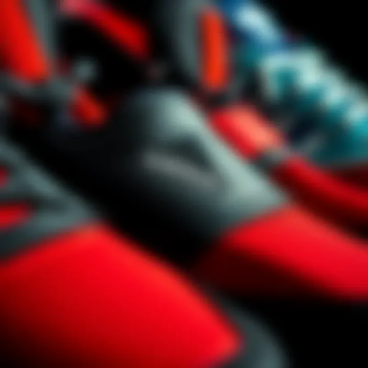 A close-up of adidas products highlighting unique design elements.