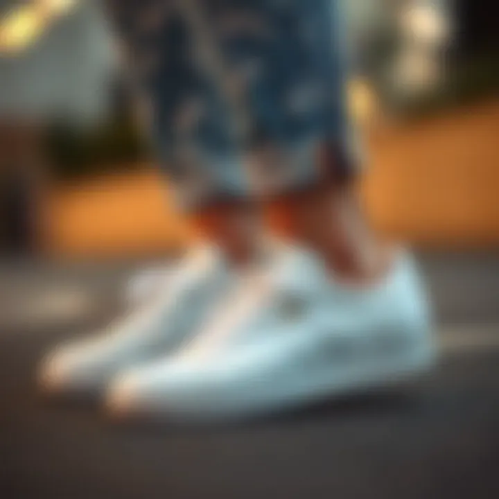 Classic design of Adidas white tennis shoes showcasing elegance