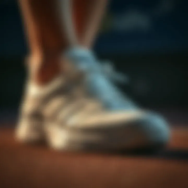 Detailed view of the craftsmanship in Adidas tennis footwear