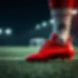 Dynamic performance of Adidas red cleats on the field