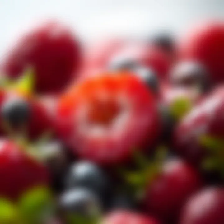A close-up of fresh berries, highlighting their antioxidant properties