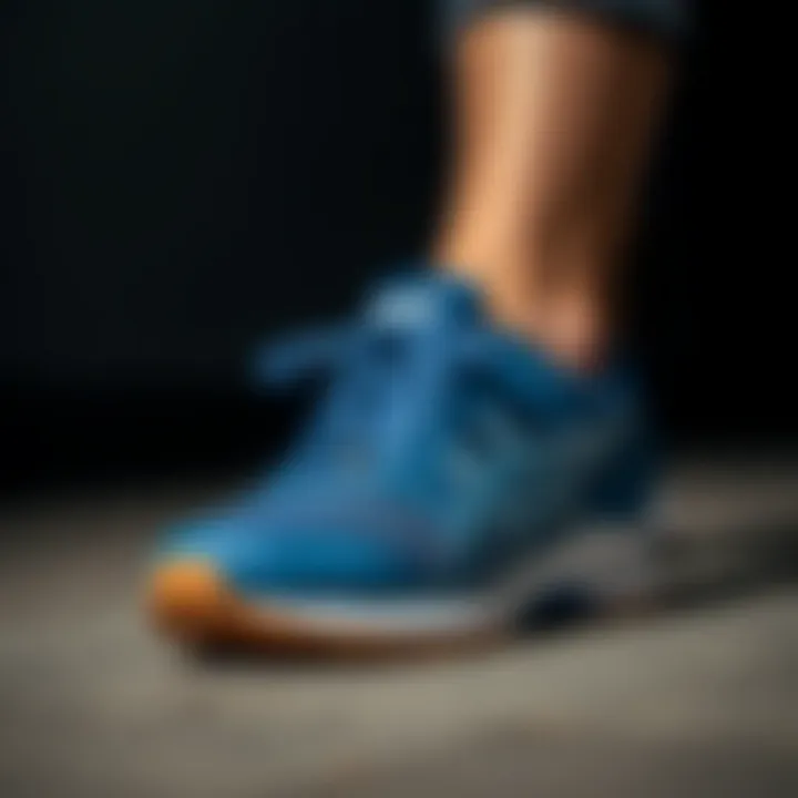 Comfort Features of Asics Blue Shoes Close-up of Asics blue shoes highlighting comfort features