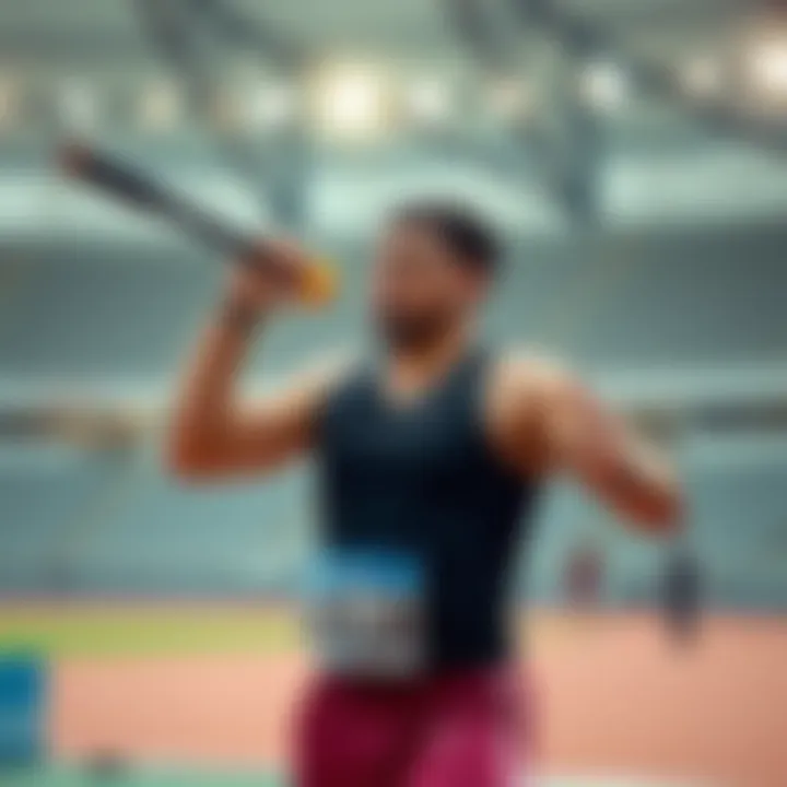 Shot put athlete preparing to throw