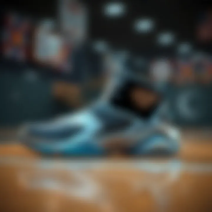 A stylish basketball shoe showcasing innovative design and technology.