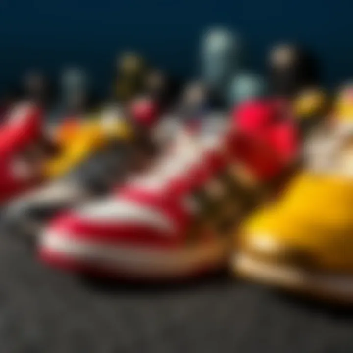 A variety of trendy sports shoes representing the latest fashion trends