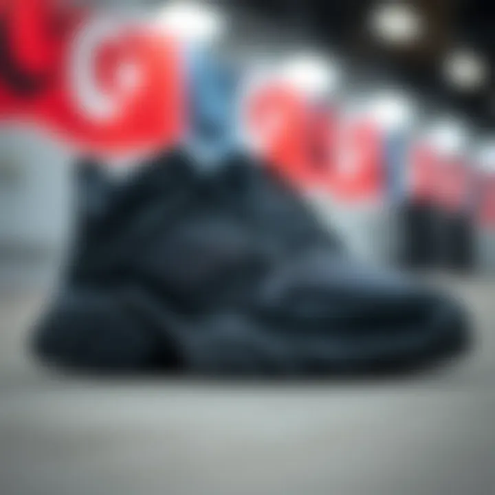 Trendy black sports sneaker showcasing modern features