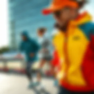 Dynamic outdoor activity featuring trendy sportswear