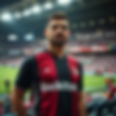 Fan wearing Beşiktaş 20-21 jersey in a stadium, representing team spirit and loyalty