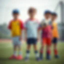 A vibrant collection of children's sports uniforms showcasing various sports styles
