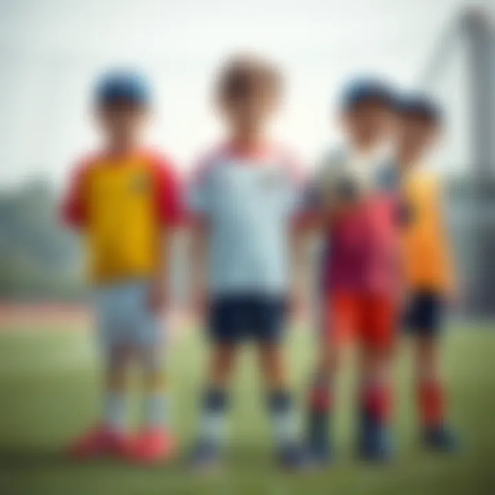 Diverse Styles of Children's Sports Uniforms A vibrant collection of children's sports uniforms showcasing various sports styles