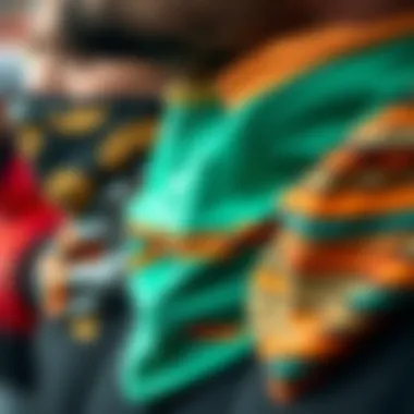 Close-up of various neck gaiter styles