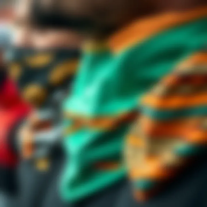 Close-up of various neck gaiter styles