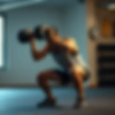 Squat Exercise with Dumbbell A fitness enthusiast executing a squat while holding a dumbbell