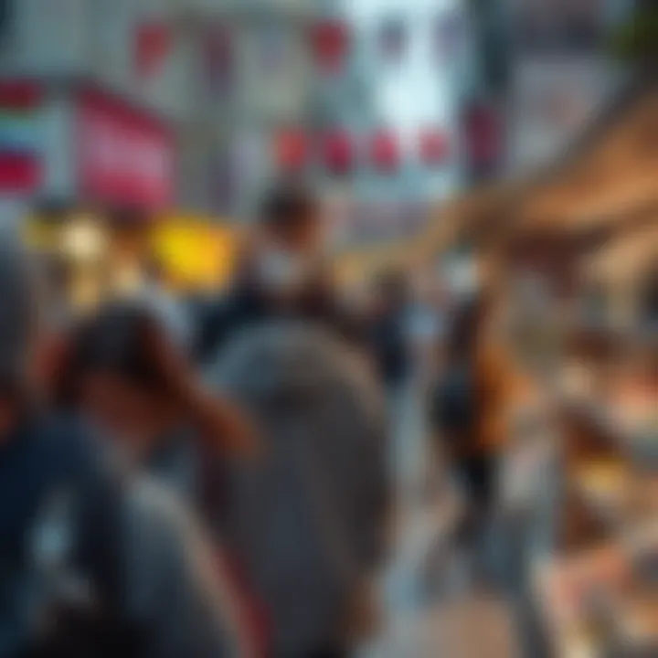 Lively Shopping Experience in Eminönü Customers engaging in a lively shopping experience