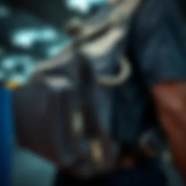 Close-up view of shoulder bag features and materials