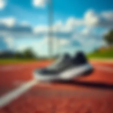 High-Performance Sports Shoes High-performance sports shoes on a running track