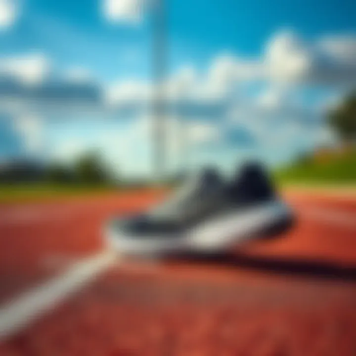 High-Performance Sports Shoes High-performance sports shoes on a running track