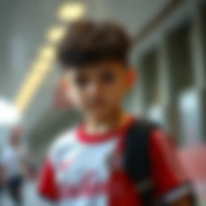 A fashionable child in a stylish Galatasaray jersey, blending sports and style.