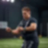 An athlete demonstrating football training with a performance belt