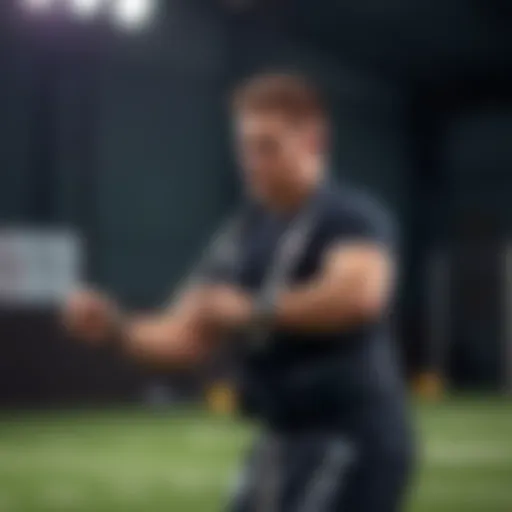 An athlete demonstrating football training with a performance belt