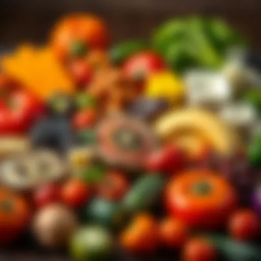A colorful assortment of low glycemic index foods including fruits and vegetables