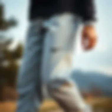 Comfortable fit of gray Nike sweatpants showcased during an outdoor activity