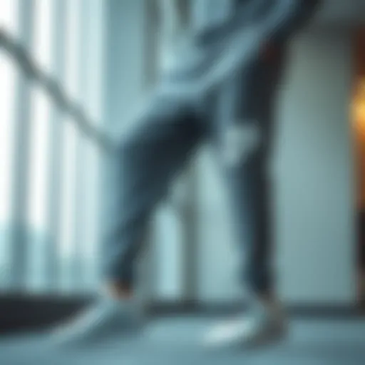 Stylish design of gray Nike sweatpants in a modern setting