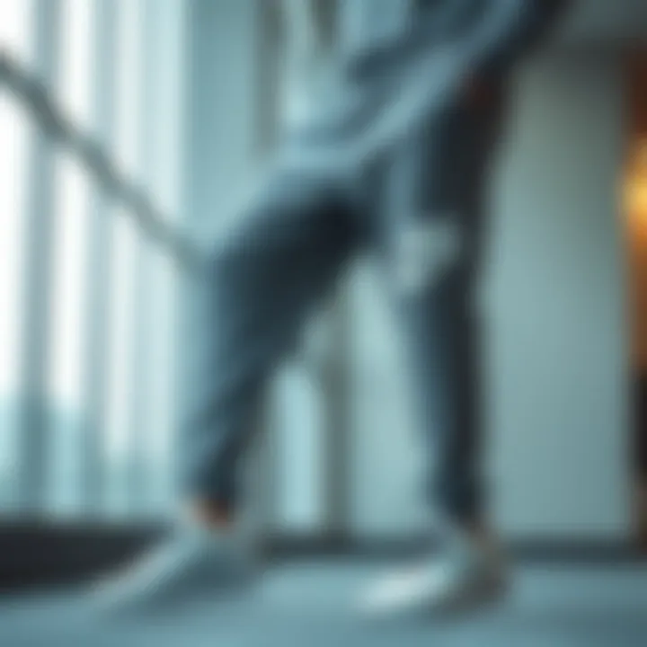 Stylish design of gray Nike sweatpants in a modern setting