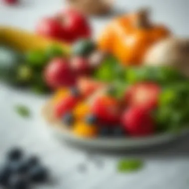 A balanced meal with fresh fruits and vegetables