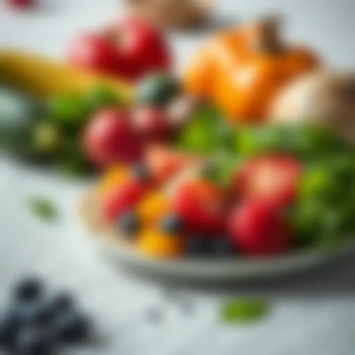 A balanced meal with fresh fruits and vegetables