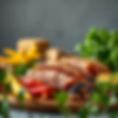 Nutrient-Dense Choices for Athletes A vibrant display of high-protein, low-calorie foods including lean meats and legumes