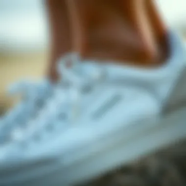 Close-up of Hummel white sneaker detailing