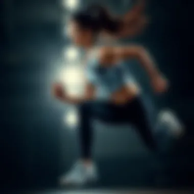 Dynamic female athlete in action showcasing sports apparel