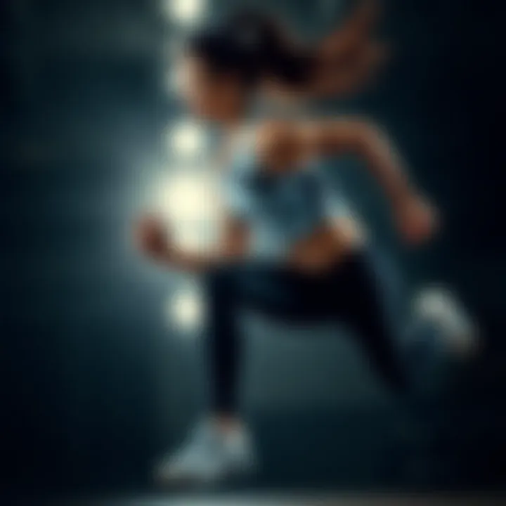 Dynamic female athlete in action showcasing sports apparel