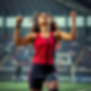 Empowered female athlete standing victorious