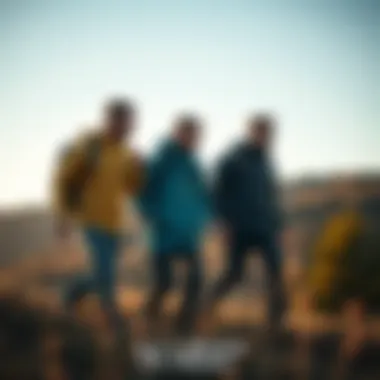 Outdoor enthusiasts wearing quality jackets in nature