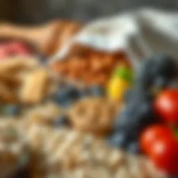 An assortment of carbohydrate-rich foods showcasing grains, fruits, and vegetables