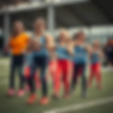 Team Spirit with Coordinated Leggings Group of children participating in a sports event wearing matching leggings