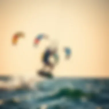 A thrilling kitesurfing experience with colorful kites soaring above the water.