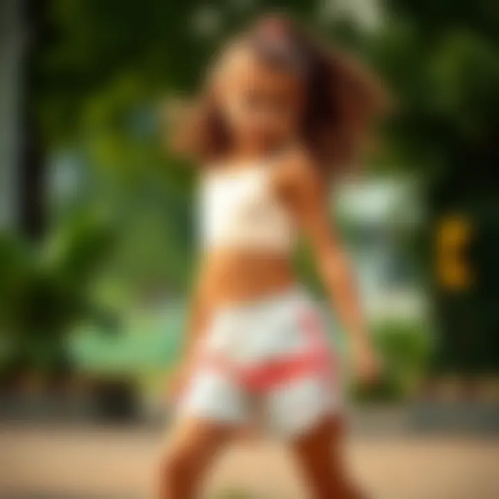 A girl engaging in playful activities, wearing a practical and trendy shorts set.