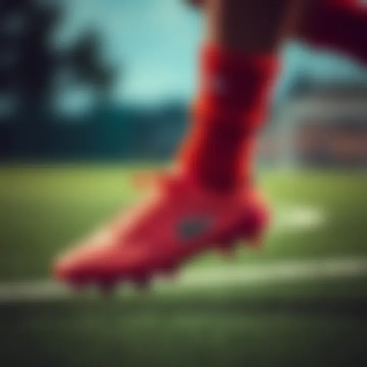 Athlete wearing Lacoste cleats in action on the field