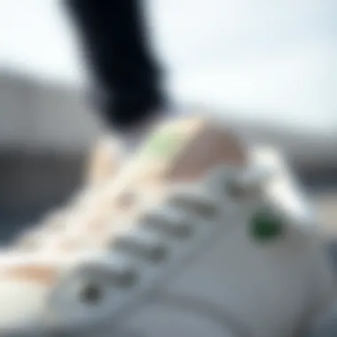 Detailed view of material quality in Lacoste sports footwear