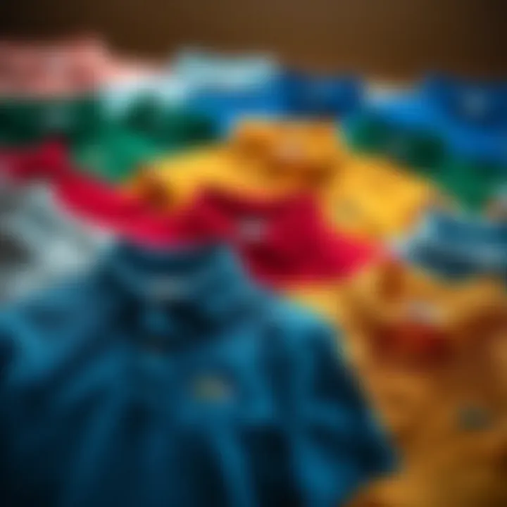 A variety of Lacoste polo shirts in different colors