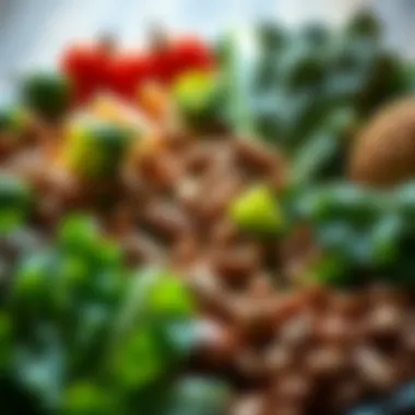 A vibrant display of magnesium-rich foods including leafy greens and nuts